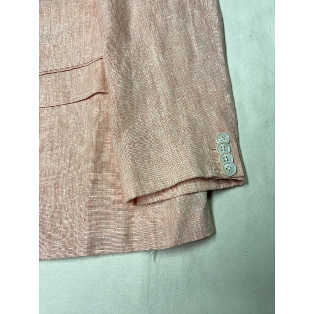Banana Republic Mens Salmon Pink  Linen Double Breasted Suit 44R Slim Fit 36x25 - Picture 4 of 16